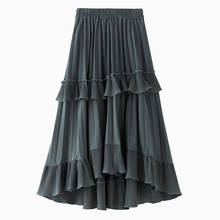 Autumn Pleated Skirt 2020 High Waist Irregular Hem Flouncing Women Long Skirts  JX8229 Saia Women White Skirts Faldas Jupe Femme 2024 - buy cheap