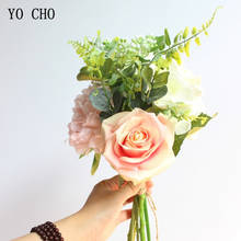 YO CHO-ramo de Flores artificiales de peonía, rosas de seda, pequeña Hortensia, flor falsa, decoración DIY para el hogar y la boda, Flores de imitación de San Valentín 2024 - compra barato