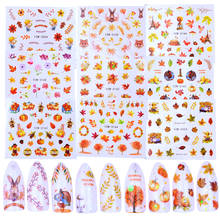 1 Sheet Autumn Water Nail Sticker Thanksgiving Turkey Maple Leaf Nail Art Decals DIY Slider Tattoo Manicure Decor 2024 - buy cheap