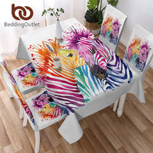 BeddingOutlet-Mantel de cocina de cebra, cubierta de mesa decorativa de acuarela Tropical, impermeable, Animal de colores, envío directo 2024 - compra barato