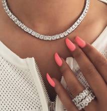 2022 Summer New Fashion Silver Color Square Cz Paved Short Choker Necklaces For Women Punk Charm Party Wedding Jewelry Wholesale 2024 - buy cheap