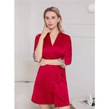 Conjunto de pijama de satén para mujer, ropa de dormir Sexy, Kimono, bata de baño, lencería íntima, camisón y bata, novedad 2024 - compra barato