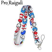 Dr seuss pulseira de pescoço para chaveiro, chaveiro com cordão para telefone celular, acessórios para cosplay, com emblema 2024 - compre barato