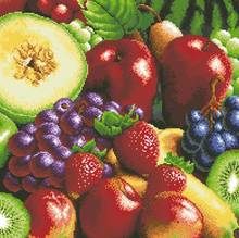 Fruits cross stitch package apple grapes kiwii fruit 18ct 14ct 11ct cloth cotton thread embroidery DIY handmade needlework 2024 - buy cheap