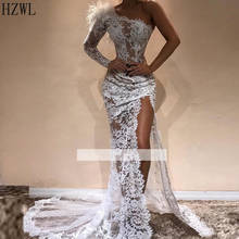 White Full Lace Mermaid Evening Dresses Hot Sell Side Split Modern One Shoulder See Through Red Carpet Pageant Celebrity Gown 2024 - buy cheap