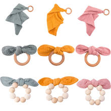 1PC Wooden Teether Bunny Ear Wooden Rings Baby Bracelet Bib Soft Pure Cotton Blend Gauze Bibs Burp Towel For Kids DIY Products 2024 - buy cheap