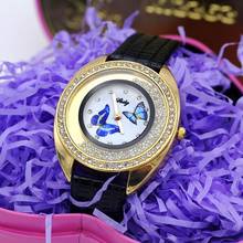 Shsby новые кожаные кварцевые наручные часы модные стразы вращающиеся бусины золотые женские часы цветочные бабочки женские наручные часы 2024 - купить недорого