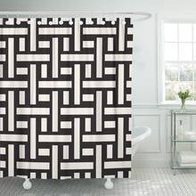 Cortina de ducha con patrón monocromático, tejido de sarga abstracto geométrico en blanco y negro, impermeable, poliéster, 72x78 pulgadas 2024 - compra barato