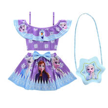 Disney-Conjunto de Bikini para niña, traje de baño de frozen, Elsa, Anna, para fiesta de cumpleaños 2024 - compra barato