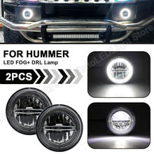 2 pçs led pára-choques luzes de nevoeiro halo frente luz running luz drl montagem para hummer h2 2003 2004 2005 2006 2007 2008 2009 2024 - compre barato