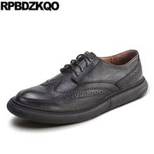 Black Brown Lace Up Italy Winter High Quality Brogue Designer Brand Cow Skin Italian 2019 New Men Flats Casual Oxfords Luxury 2024 - buy cheap