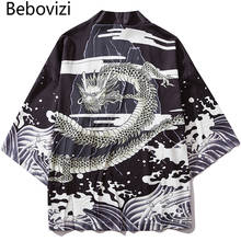 Bebovizi japão estilo dragão impresso fino quimono homem japonês harajuku streetwear casal cardigan casacos casuais outerwear 2019 2024 - compre barato