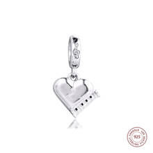 Trendy 925 Sterling Silver Grand Piano Heart Dangle Charms Fits Pandora Bracelet Pendant Beads for Jewelry Making Breloques 2024 - buy cheap