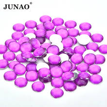 JUNAO 4 мм 12 мм неоновые фиолетовые круглые стразы из блестящей смолы, стразы, наклейки с плоской задней стороной, Кристальные алмазные камни для ногтей, рукоделие 2024 - купить недорого