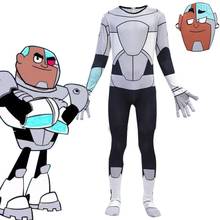 Anime Teen Titans Go Cyborg Cosplay Costume Bodysuit 3D Child Jumpsuit Halloween Party Costumefor Boys Girls 2024 - buy cheap