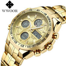 Marca de luxo superior wwoor relógios esportivos dos homens relógio ouro masculino quartzo à prova dwristwatch água relógio pulso com grande dial relogio masculino 2021 2024 - compre barato