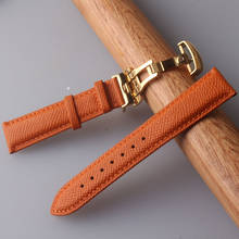 Gold Buckle Stainless steel Watch clasp Butterfly buckles Watchband strap Genuine Leather Orange Accessories for lady 14 16 18mm 2024 - buy cheap