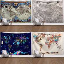 Vintage World Map Pattern Wall Tapestry Art Wall Hanging Blanket Farmhouse Decor Home Decorations Navigation Maps Tapestries 2024 - buy cheap