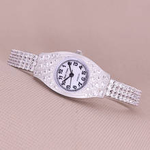 Relógio feminino de luxo com ponta fina, fashion, pulseira de mãe de pérola, strass de cristal, presente para meninas, caixa de coroa real 2024 - compre barato
