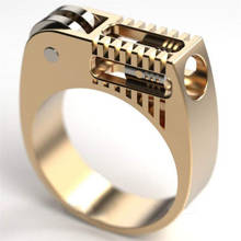 Модное геометрическое механическое кольцо в стиле хип-хоп для женщин и мужчин, двухцветное обручальное кольцо в стиле панк 2024 - купить недорого