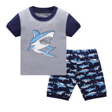 Conjunto de pijama infantil tubarão, pijama para meninos de 2 a 8 anos, conjunto com camiseta e shorts para bebê 2024 - compre barato