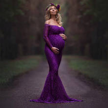 Strapless Maternity Photography Dresses Womens Pregnants Sexy Photography Props Off Shoulders Lace Nursing Long Dress Платье 2024 - buy cheap