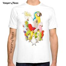 2021 mais novo engraçado parrot party camiseta frutas pássaros design t camisa dos homens verão geek bonito estilo topos hipster 2024 - compre barato