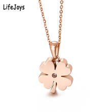 Lucky Clover Necklace Zircon Pendant Stainless Steel Lucky Jewelry Women Cute Clavicle Chain Choker Rose Gold Silver Color Lover 2024 - buy cheap