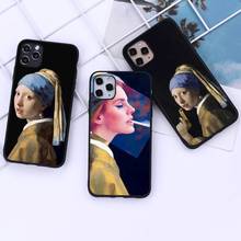 Чехол для телефона Vermeer Girl с жемчугом для iphone 12 11 Pro Mini XS MAX 8 7 6 6S Plus X 5S SE 2020 XR 2024 - купить недорого