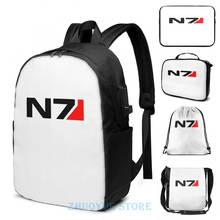 Impressão gráfica engraçada efeito de massa n7 carga usb mochila masculino sacos de escola saco de viagem bolsa para portátil 2024 - compre barato