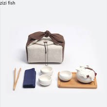 Conjunto de chá kung fu, utensílios de viagem portáteis para chá, pote de uma ou três copos de cerâmica 2024 - compre barato