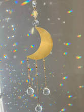 Aura de cristal suncatcher | apanhador de luz de janela | prisma celestial rainbow maker | decoração de bruxas | sol e lua 2024 - compre barato