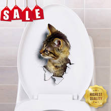 3D наклейки на стену в виде кошек, наклейки на унитаз с отверстием, яркие кошки для ванной комнаты, украшение для дома, наклейка с животными, постер 2024 - купить недорого