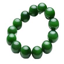 Pulsera elástica de cuentas redondas de Jade VERDE Natural de China 2024 - compra barato