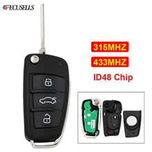 3 Button Folding Flip Remote Car Key Fob 315MHz or 433Mhz ID48 Chip HU66 Uncut Blade for Audi A3 TT 8P0 837 220 G/D 2024 - buy cheap