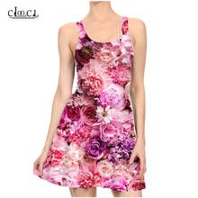 Cloocl-vestido plissado com flores coloridas, vestido de verão da moda, elegante, 3d, sem mangas, sexy, slim, praia 2024 - compre barato