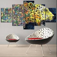 Top-Rated 5 Pieces Canvas Printing Abstract Painting Artistic Cheetah Type Poster Home Decorative Living Room Or Bedroom Framed 2024 - buy cheap