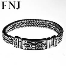 FNJ-pulsera de cadena de alambre para hombre, brazalete Original de plata 925 pura S925, joyería de Buda, Cruz de Vajra 2024 - compra barato