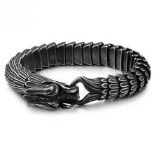 15mm Animal Dragon Head Charm Bracelet Men Stainless Steel Black Matte Dragon Blessing Bracelet Bangle Jewelry 2024 - buy cheap