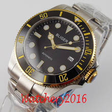 BLIGER 43mm NH35 Automatic Men Watch domed Glass Rotating Bezel Steel Band Date Window 2024 - buy cheap