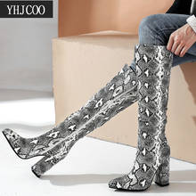 Lançamento mais vendido moda couro pu outono inverno botas sexy salto alto quadrado cano alto botas femininas tamanhos 43 2024 - compre barato