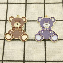 10pcs enamel bear charm jewelry accessories earring pendant bracelet necklace charms zinc alloy 23x27mm 2024 - buy cheap