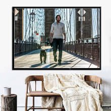 Decoración artística G527 John Wick Keanu Reeves with a Dog, película caliente, arte de pared, lienzo, pintura, póster de seda 2024 - compra barato