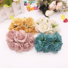 6 pieces / bunch of silk rose small bud tea artificial flowers home decoration wedding party DIY gift box Christmas wreath 2024 - buy cheap