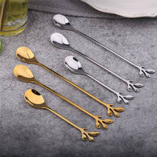 Feature Stainless Steel Leaf Spoon Fork Coffee Stirring Spoon Iced Dessert Spoon Creative Fruit Spoon Tea Spoon Holiday Gift 2024 - buy cheap