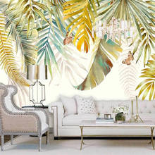 Papel de parede personalizado em qualquer tamanho, mural 3d de plantas tropicais, folhas, pintura de parede, sala de estar, tv, sofá, decoração de casa 2024 - compre barato