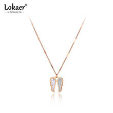 Lokaer Bohemia Design Shell & Crystal Double Wings Charm Pendant Necklaces For Women Trendy Stainless Steel Necklace N20171 2024 - buy cheap