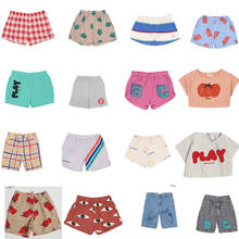 Crianças meninas shorts 2021 nova marca de verão bo algodão da criança menino calções casuais calças dos desenhos animados impresso roupas irmã irmão correspondência 2024 - compre barato