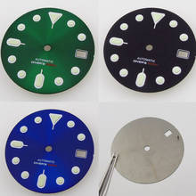 BLIGER-esfera de reloj de acero Nologo, esfera luminosa verde/azul/negro de 29mm, ajuste NH35A, indicador de Fecha 2024 - compra barato