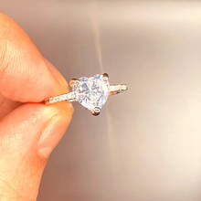 2019 модные свадебные кольца с кристаллами в форме сердца, женские большие обручальные кольца из циркона ааааа, 925 серебряные кольца, гламурные ювелирные изделия 2024 - купить недорого
